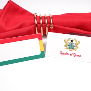 Ghana Nombre Place Card, Configuración de la mesa, Disposición de los asientos de los huéspedes, Decoración de la mesa, Etiqueta de comida buffet, Tienda plegada