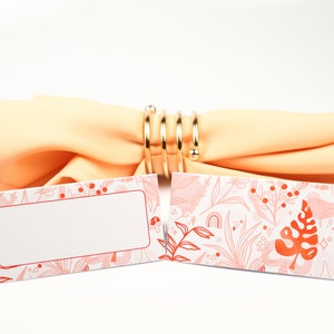 Name Place Card, Orange Boho Forest Tafelsetting, Gastenverblijf Arrangement, Tafeldecor, Buffet Food Label, Tent Gevouwen /Stijl 26