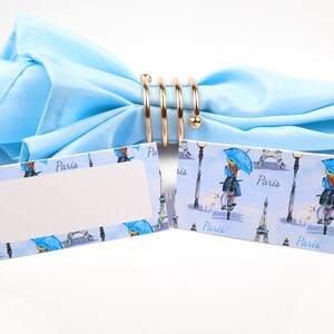Parijs Naam Place Card, Eiffeltoren Tafel Setting, Gast zitplaatsen arrangement, Tafel Decor, Buffet Food Label, Tent Gevouwen / Stijl 3