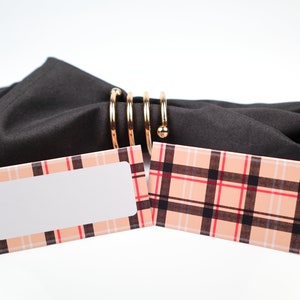 Naam Place Card, Christmas Plaid Table Setting, Guest Seating Arrangement, Table Decor, Buffet Food Label, Tent Folded / Style 7