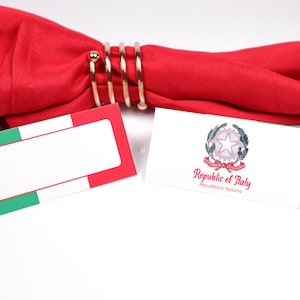Italië Naam PlaatsKaart, Tafelsetting, Gastenverblijf Arrangement, Tafeldecor, Buffet Voedsel Label, Tent Opgevouwen