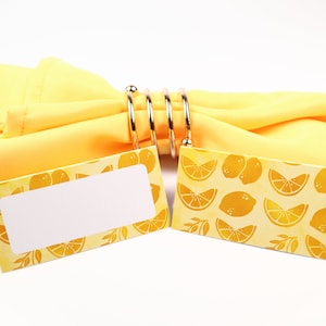 Name Place Card, Lemon Table Setting, Guest Seating Arrangement, Table Decor, Buffet Food Label, Tent Folded /Style 16