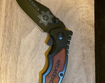 Engraved  Pocket  Knife, Personalized Knife for Husband, Boyfriend & Dad, Tactical Hunting Knife with rope cutter and glass breaker