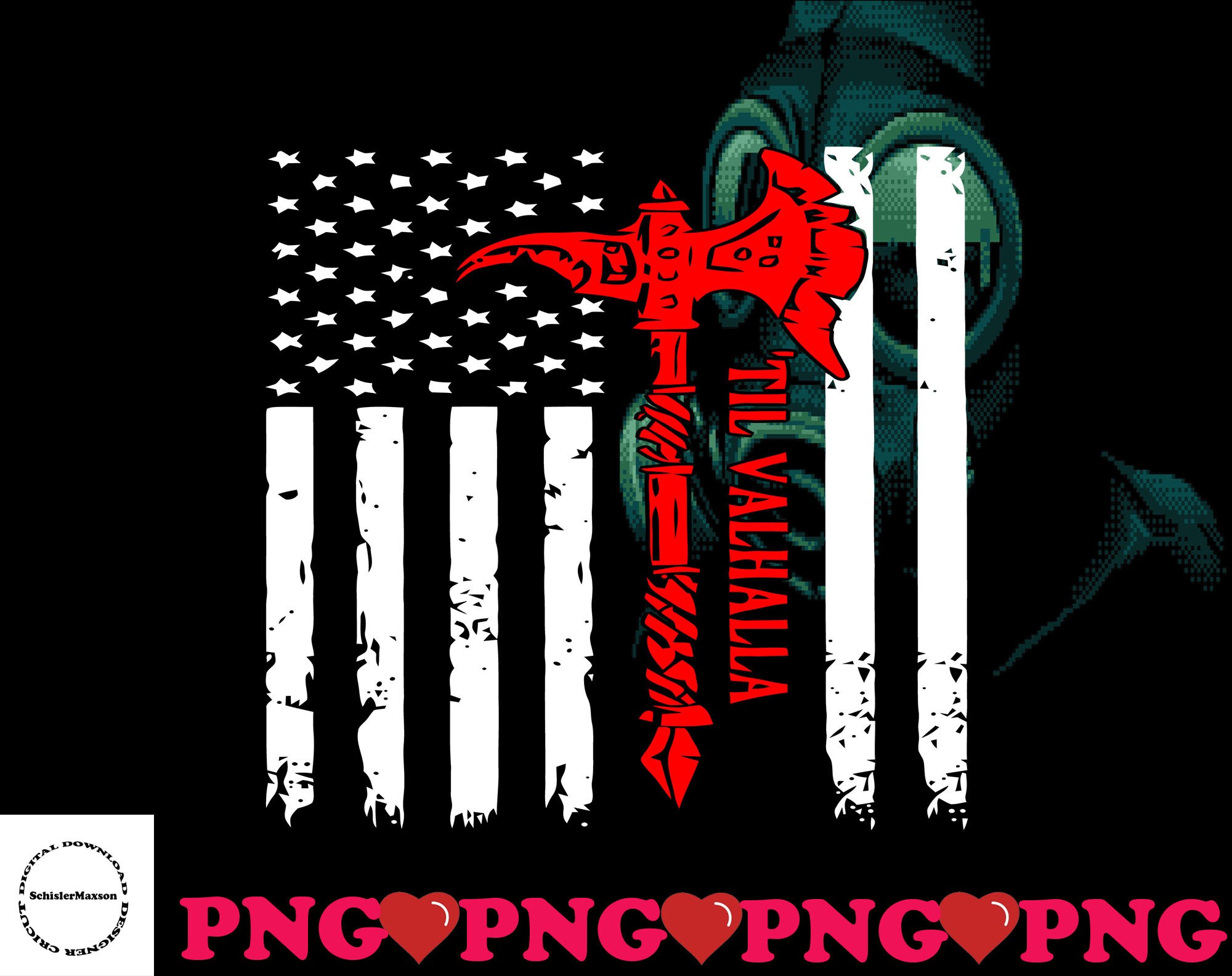 American Viking Axe Flag Til Valhalla Veteran USA Patriotic Etsy