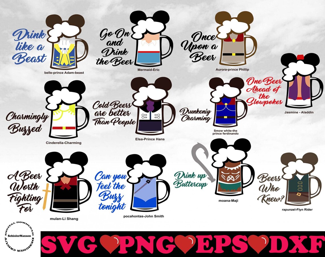 Disney Drinking SVG Bundle Disney World SVG Bundle Disney Etsy