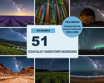 51 Ocean Garden Starry Backgrounds JPG Bundle, Nature Photography (Digital Download)