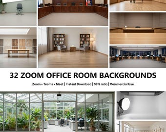 32 Zoom Office Backgrounds JPG Bundle, Virtual Meeting Room Backgrounds (Digital Download)