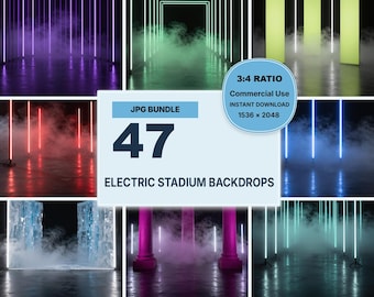 47 Electric Stadium Backdrops JPG Bundle, Sports Arena Backgrounds (Digital Download)