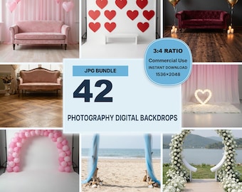 42 Photography Digital Backdrops JPG Bundle, Studio Photo Backgrounds (Digital Download)