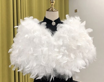 Women Real Ostrich Feather Cape Shawl For Bridal Winter Wedding Party Fluffy Women Real Ostrich Feather Cape Shawl For Bridal Winter Wedding Party Fluffy