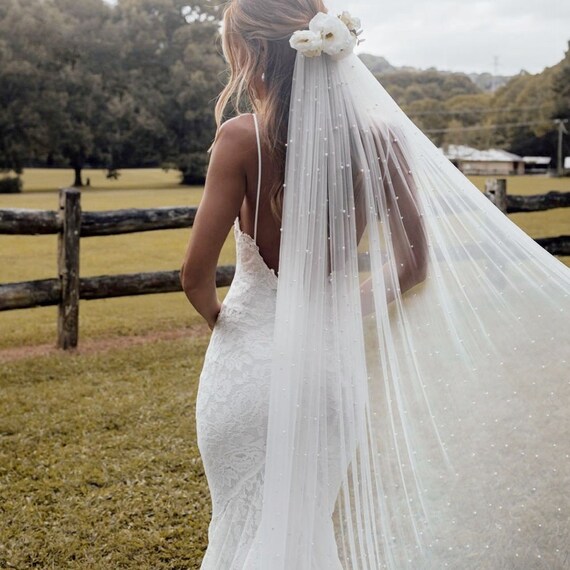 Pearl Cape Veil3m Length Wedding Veil Cape Veil With Etsy UK