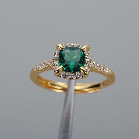Vintage Emerald Ring Square Emerald 