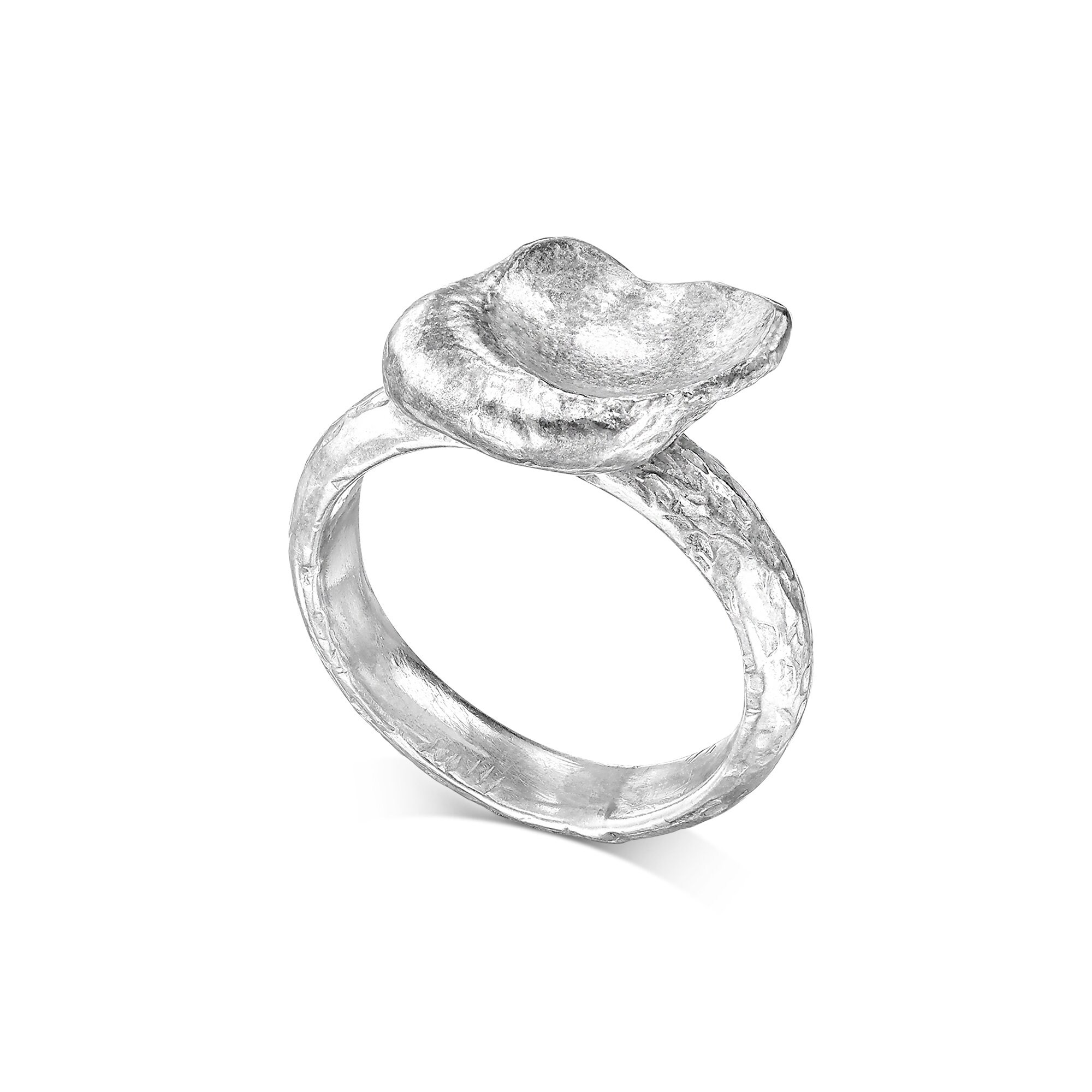 Silver Erosion Cirque Ring, Hand Made Silver Concave Ring, Textured ...