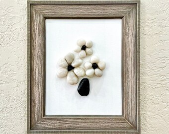 Flowers in a Vase Rock Pebble Art in Rustic Wood Framing, One-of-a-kind Flowers, Brings a Unique Accent to the Home, Stone Rock Art