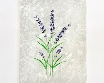 Lavender Flowers, Original Acrylic Painting, Purple Flowers on Canvas Panel