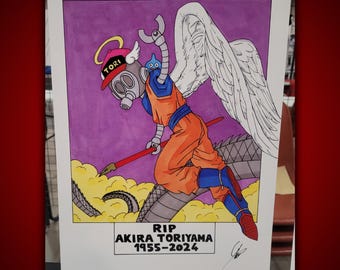 Original Drawing RIP Akira Toriyama Dragon Ball Z Fan Art Print French Artist