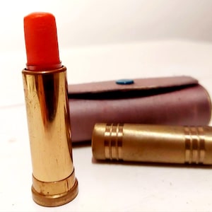 Szminka Vintage Cutex nr 37 „Red Tiger” | Złote metalowe etui z lat 70. | Kolekcjonerski kosmetyk retro