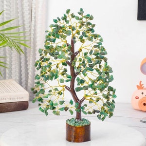 Green Jade Gemstone Tree: Heart Chakra Healing, Spiritual Decor - Free Gift