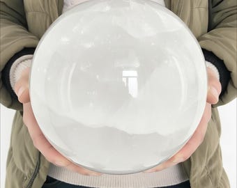 Biała kula kwarcowa | Naturalna, przezroczysta kryształowa kula kwarcowa do oczyszczania energetycznego, uzdrawiania i medytacji