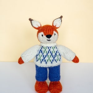 Knit Fox stuffed animal with clothes soft toy with outfit amigurumi fox knitted animals image 4