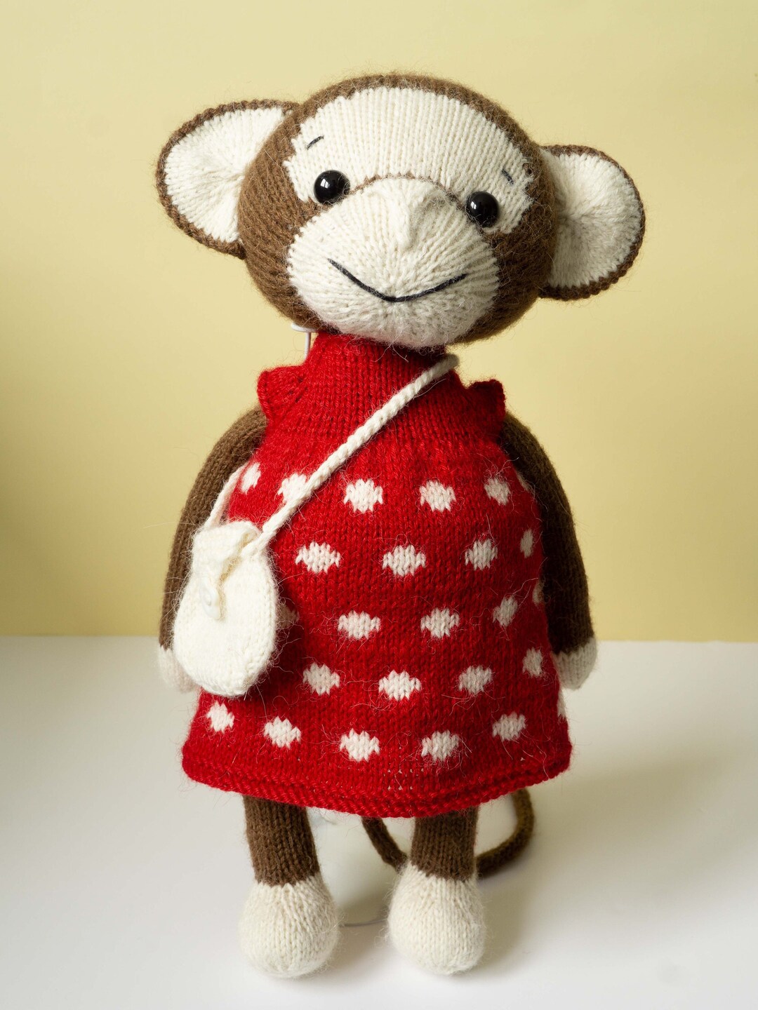 Knit Monkey Stuffed Animal With Clothes Soft Toy With Outfit Etsy