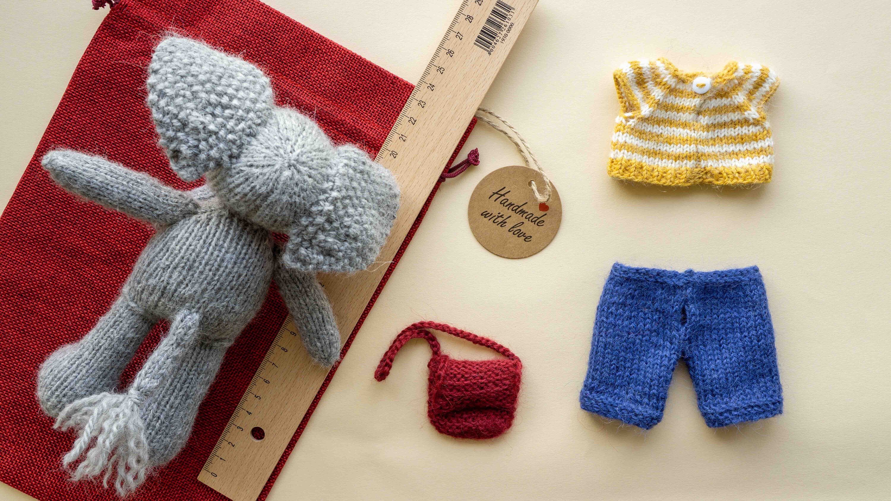 Knit Elephant Plush Animal With Clothes Soft Toy With Outfit Etsy