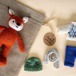 Knit Fox stuffed animal with clothes soft toy with outfit amigurumi fox knitted animals image 5