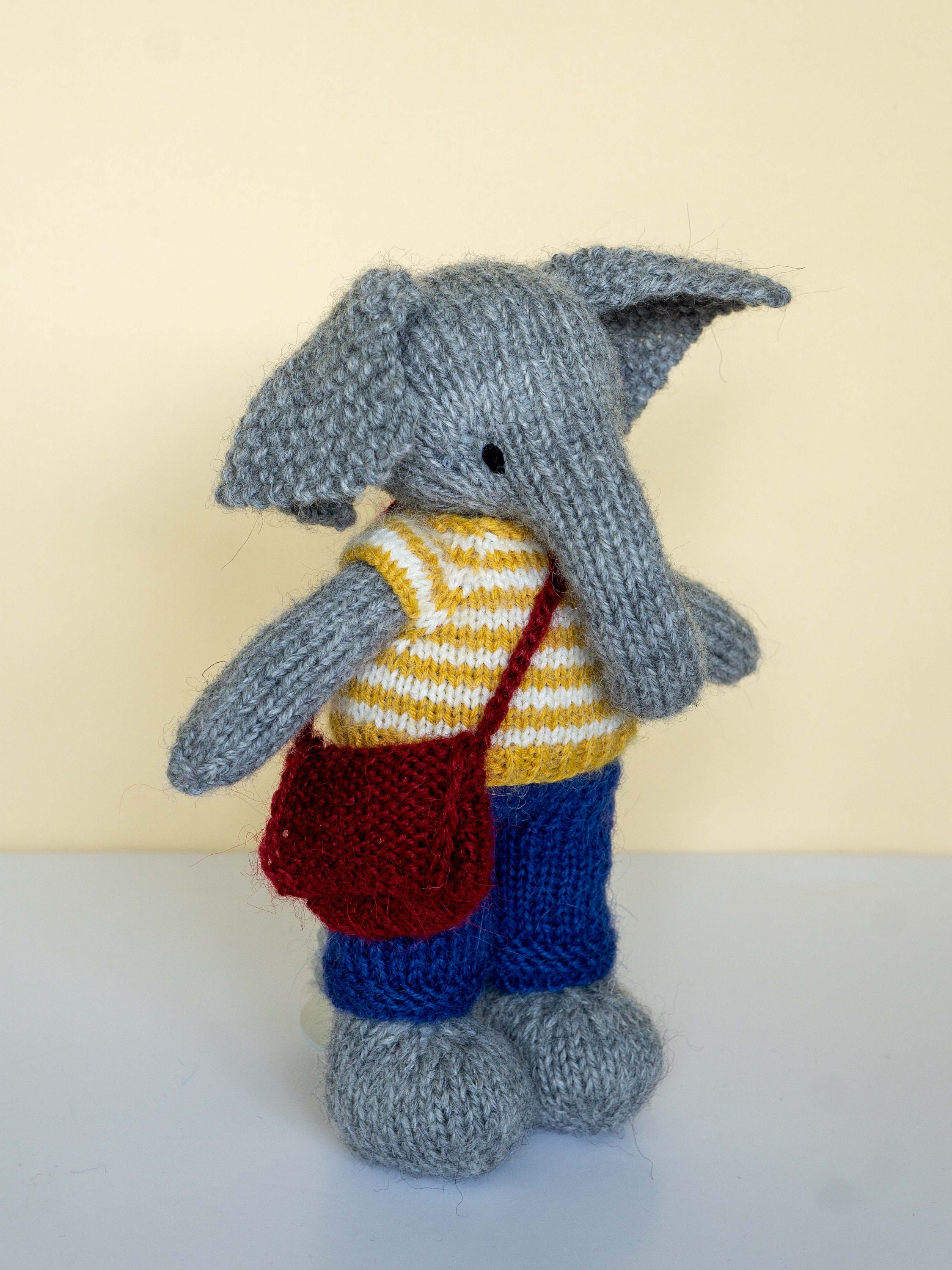 Knit Elephant Plush Animal With Clothes Soft Toy With Outfit Etsy