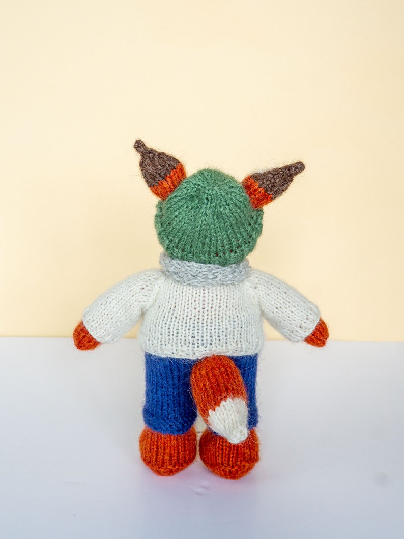 Knit Fox stuffed animal with clothes soft toy with outfit amigurumi fox knitted animals image 3