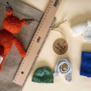 Knit Fox stuffed animal with clothes soft toy with outfit amigurumi fox knitted animals image 6