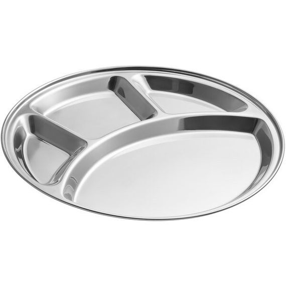 Stainless Steel Divided Tray 4 Compartment Plate Thali SET of 4