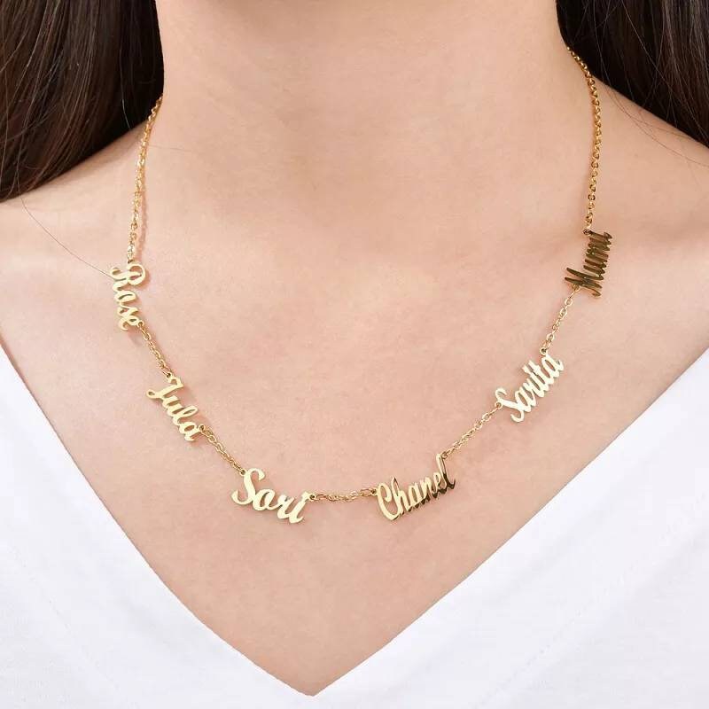 Six Name Necklace Multiple Names Custom 