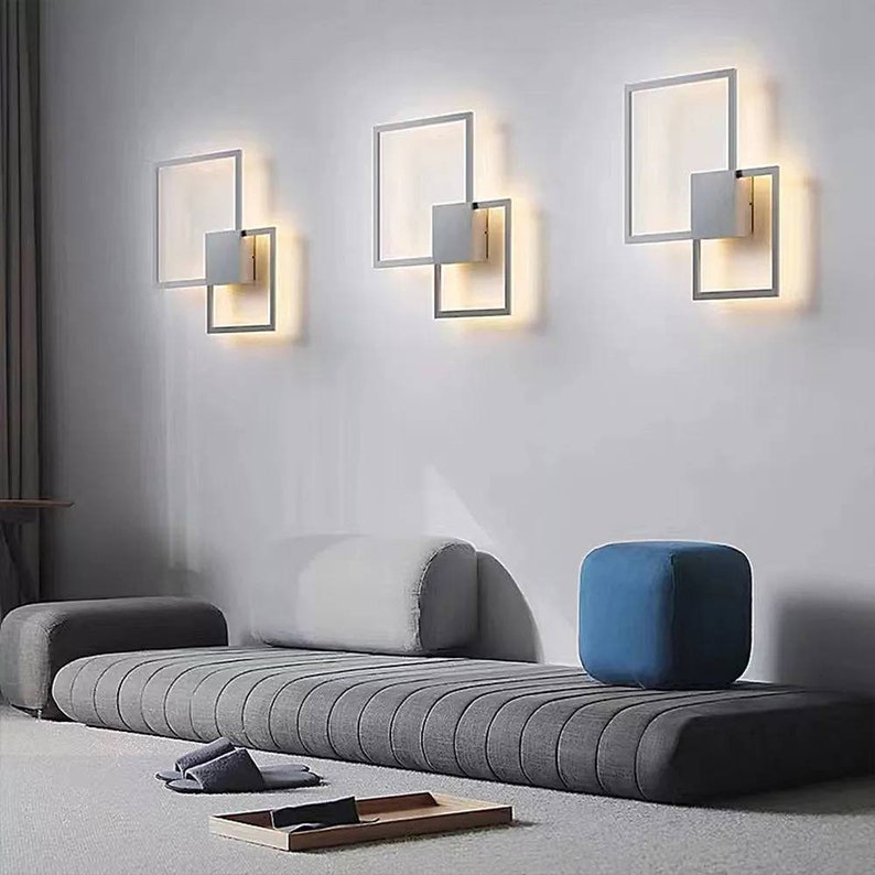 Hartsan Simple Led Wall Light Fixtures Square Sconce Wall Lamp Etsy