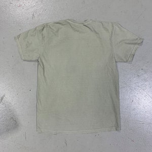 May include: A plain, light green t-shirt with short sleeves.