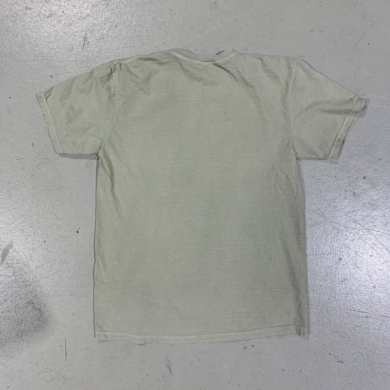 May include: A plain, light green t-shirt with short sleeves.