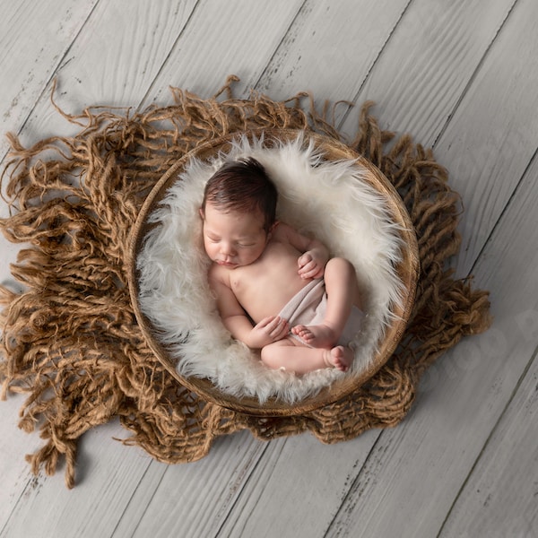 Newborn Photography Wooden Bowl Burlap Digital Backdrop