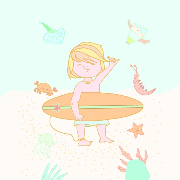 Childish illustrations a VECTOR customizable editable transparency SURF KIDS 23 pdf files png