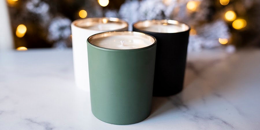 Bougies de | Noël 9 Oz Bougie Vert Mat Élégante Cire Soja 100% Végétalienne Mèche en Coton Versé à L