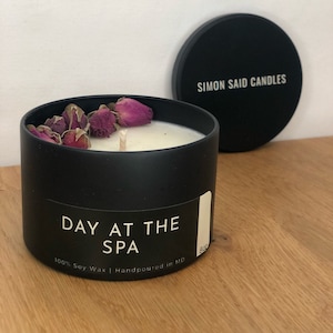 Day at the Spa | 8oz Sleek Matte Black Candle | 100% Vegan Soy Wax | Cotton Wick | Hand-poured in Maryland