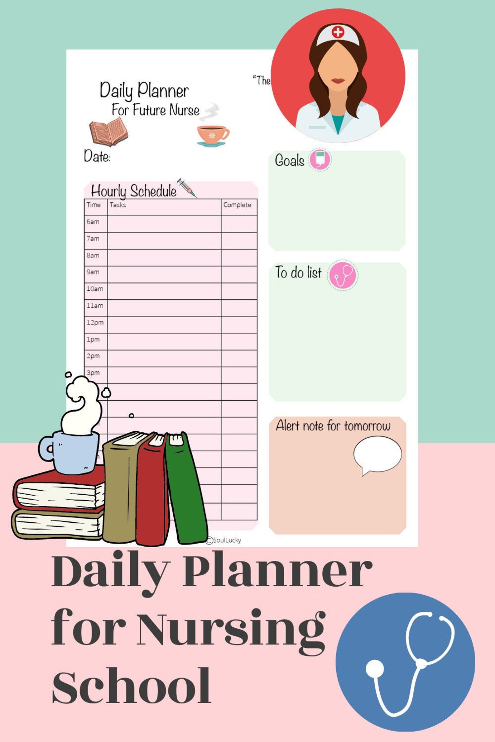 Printable daily planner for nursing student Nursing student Etsy España