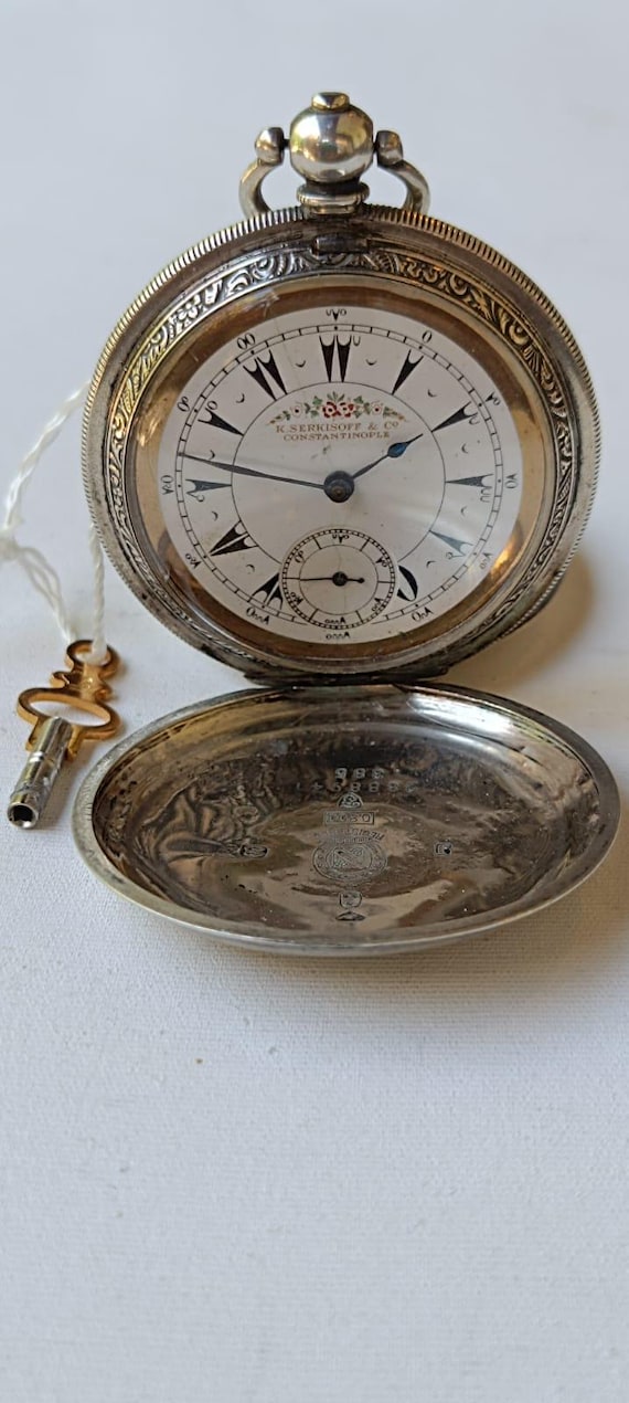 Antique Silver Ottoman  Market Pocketwatch 1800's