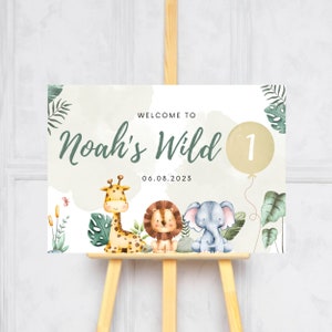 Personalised 1st Birthday Sign, Wild One, Safari, Jungle, Printed Sign, A1, A2, A3 and PDF