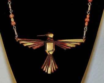 Enameled Pendant and custom bead chain