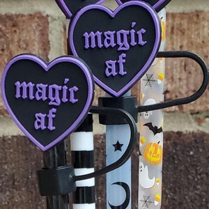 Magic AF/Witchy Straw Charm or Topper | Cup Accessories | Gift