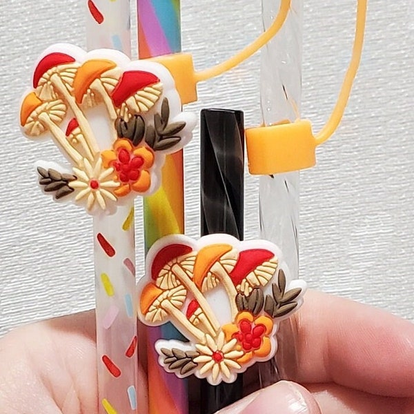 Mushrooms Straw Charm or Topper | Cup Accessories | Gift