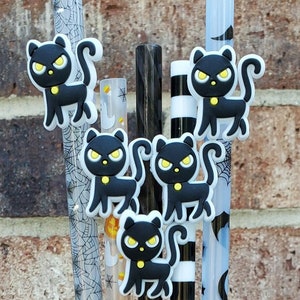 Halloween Black Cat Straw Charm | Cup Accessories | Gift