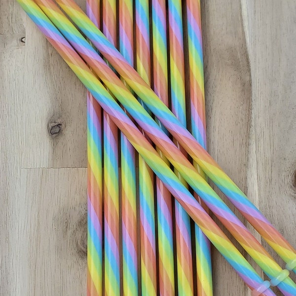 10 inch Rainbow Swirl Plastic Straw for Cold Cups | Gift | Cup Accessories