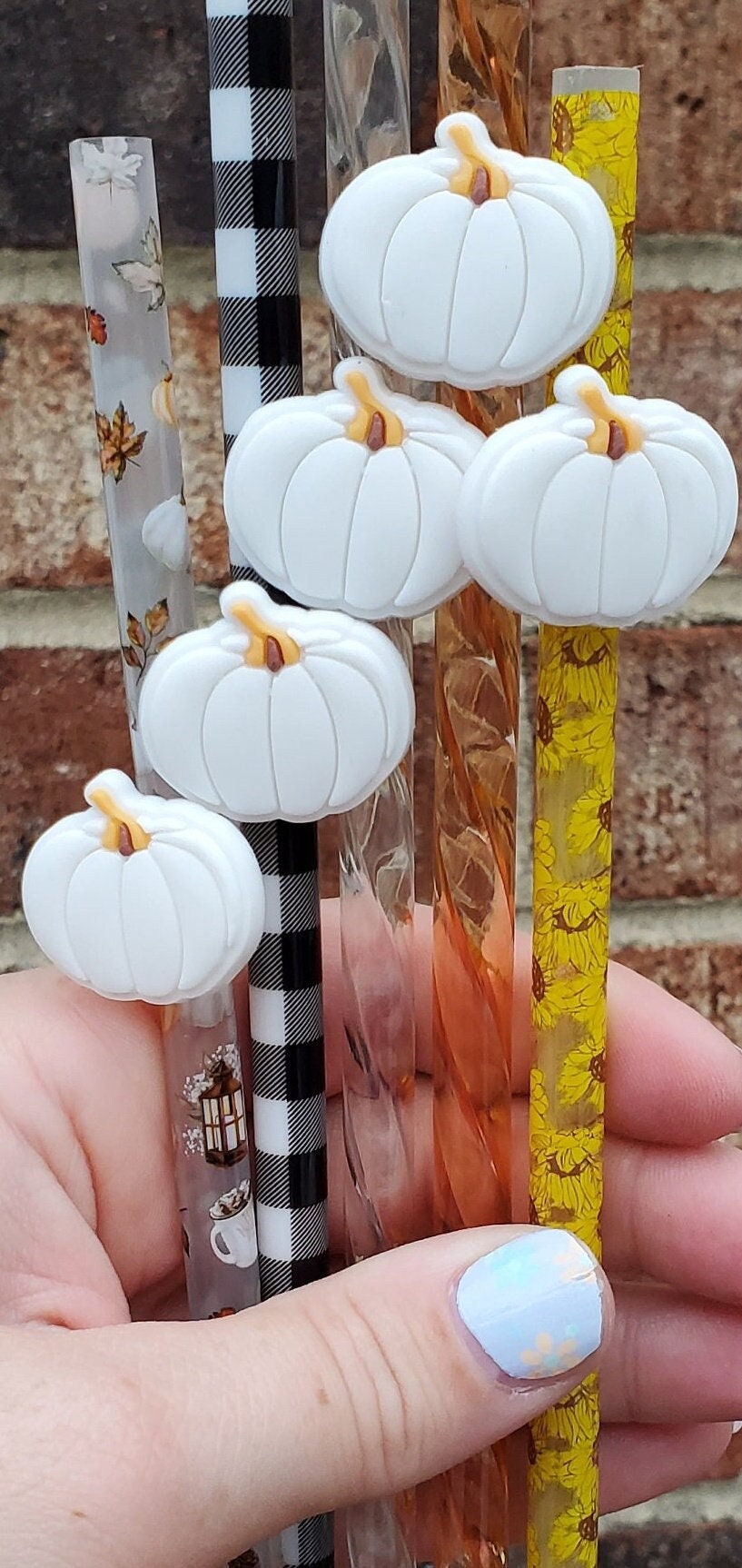 Horror Movie Straw Cover Halloween Straw Toppers Pumpkin Reusable Straw  Covers Dust Proof Silicone Straw Topper for 6-8 mm Drinking Straws (10 PCS)