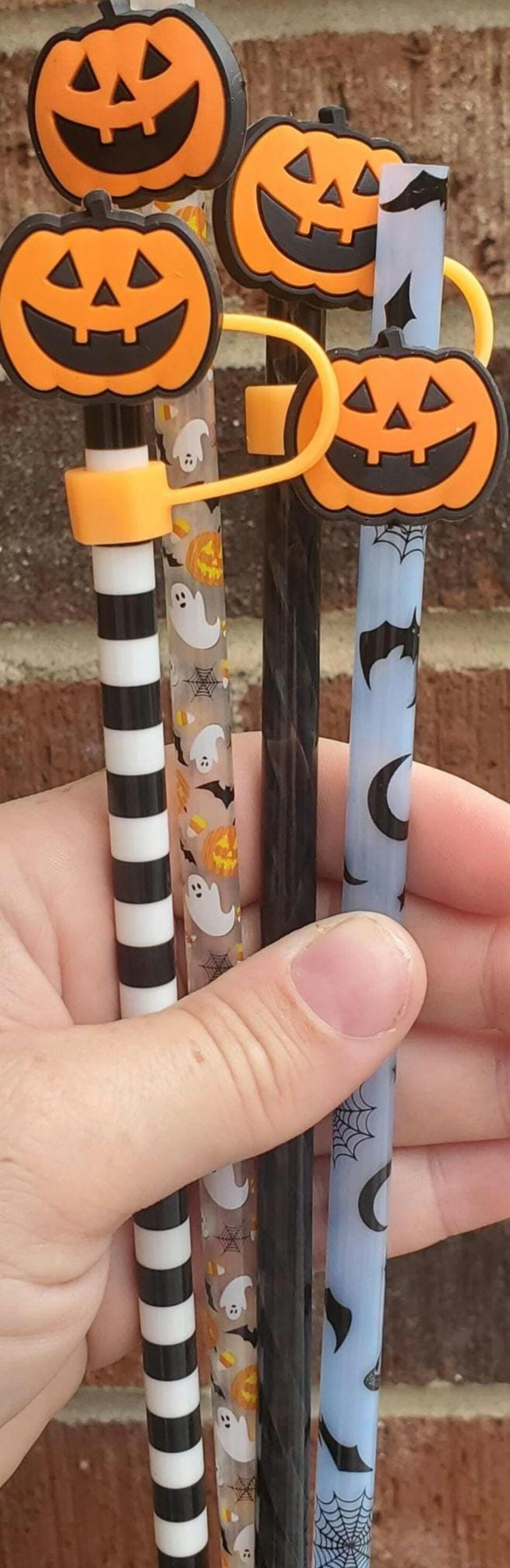 Halloween Jack O Lantern Straw Charm or Topper | Cup Accessories | Gift ...
