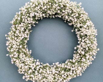 Classic All White Gypsophila Wreath, Spring Wreath For Front Door